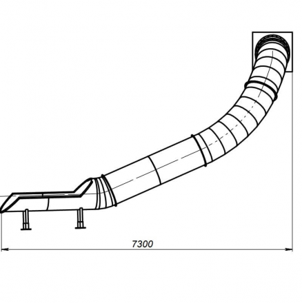 Криволинейный скат тоннельной горки —угол поворота 90° из нержавеющей стали, фото 2