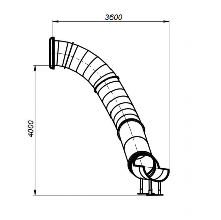 Криволинейный скат тоннельной горки —угол поворота 90° из нержавеющей стали, фото 3