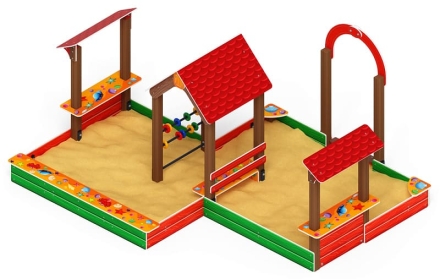 Песочный дворик двойной большой с навесом Домик (Ракушки) - ИО 6.01.03-01, фото 3