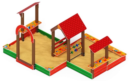 Песочный дворик двойной большой с навесом Домик (Ракушки) - ИО 6.01.03-01, фото 1