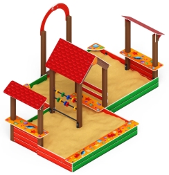 Песочный дворик двойной большой с навесом Домик (Ракушки) - ИО 6.01.03-01, фото 4