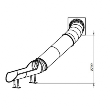 Скат криволинейный для горки-туннеля с углом поворота 45° из нержавеющей стали, фото 4