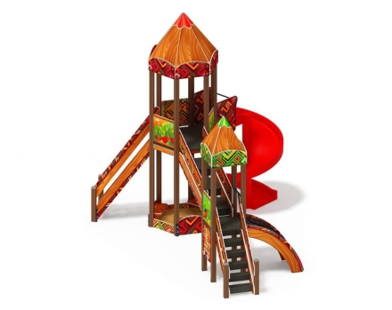 Детская игровая площадка Карандаши ДИК 2.26.05-01.С Н=2000 (Винтовой скат), фото 2