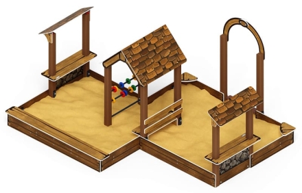 Песочный дворик двойной большой с навесом Домик (Коричневый) - ИО 6.01.03-02 , фото 4