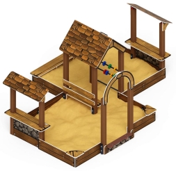 Песочный дворик двойной большой с навесом Домик (Коричневый) - ИО 6.01.03-02 , фото 2