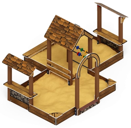 Песочный дворик двойной большой с навесом Домик (Коричневый) - ИО 6.01.03-02 , фото 2