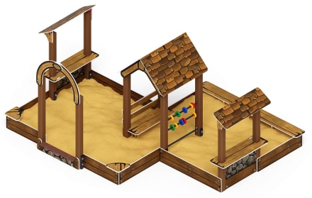 Песочный дворик двойной большой с навесом Домик (Коричневый) - ИО 6.01.03-02 , фото 3