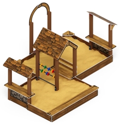 Песочный дворик двойной большой с навесом Домик (Коричневый) - ИО 6.01.03-02 , фото 1