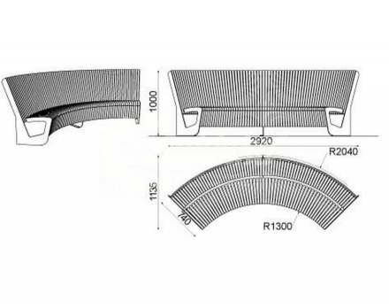Скамейка стальная полукруглая TORUDA 062 2,92 м, фото 3