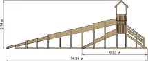 Зимняя деревянная горка "Snow Fox 12 м" с двумя скатами