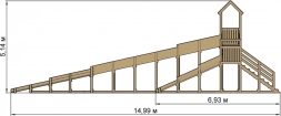 Зимняя деревянная горка &quot;Snow Fox 12 м&quot; с двумя скатами, фото 7