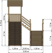 Зимняя деревянная горка "Snow Fox 12 м" с двумя скатами
