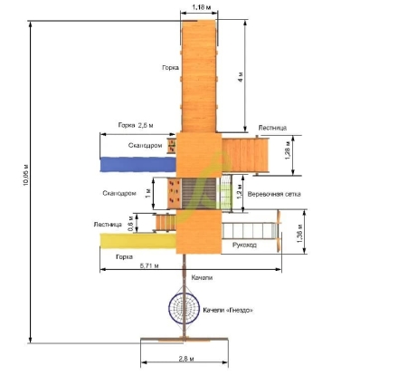 Детская площадка IgraGrad Панда Фани с балконом мод.1 и трубой 2.1м, фото 3