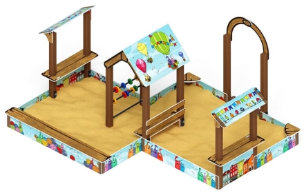 Песочный дворик двойной большой с навесом Домик (Коты) - ИО 6.01.03-03, фото 4