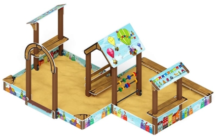 Песочный дворик двойной большой с навесом Домик (Коты) - ИО 6.01.03-03, фото 2