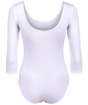 Купальник гимнастический с рукавом 3/4, полиамид, белый, р. 36-42