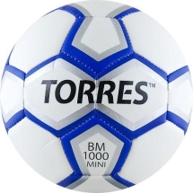 Мяч футбольный сувенирный "TORRES BM1000 Mini", размер 1, д.15 см, бело-сине-черный