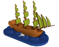 Топиари Корабль, h - 250 см, цветной - газон Eco, фото 1