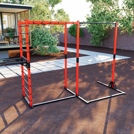 Универсальный уличный спортивный комплекс турник брусья Domsen Fitness Ds59 RED, фото 6