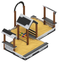 Песочный дворик двойной большой с навесом Домик (Техно) - ИО 6.01.03-04 , фото 3