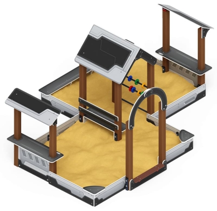 Песочный дворик двойной большой с навесом Домик (Техно) - ИО 6.01.03-04 , фото 1