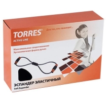 Эспандер "TORRES эластичный", диаметр жгута 14 мм, мягкие, эргономичные ручки, черно-оранжевый