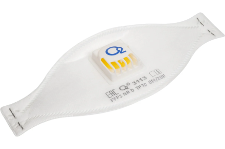 Респиратор О2 трехпанельный FFP3 NRD с клапаном выдоха 3113, фото 1