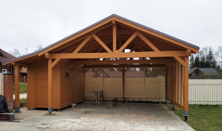 Навес для машин с хозблоком ЮНИК Премиум комплектация, фото 3