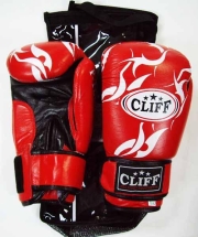 Перчатки бокс P.TECH (кожа)  8 oz красные