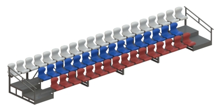 Трибуна сборно-разборная 3-х рядная на 52 места (2 прохода) СТ-302, фото 1