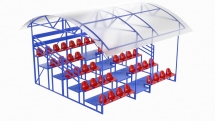 Трибуна с навесом 5-ти рядная с ограждением на 42 места Трибуна с навесом 5-ти рядная с ограждением на 42 места
