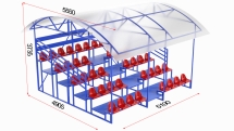 Трибуна с навесом 5-ти рядная с ограждением на 42 места Трибуна с навесом 5-ти рядная с ограждением на 42 места