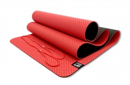 Мат для йоги 6 мм двухслойный перфорированный красный, фото 1