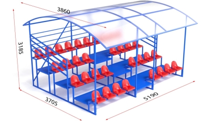 Трибуна разборная, 4-х рядная с навесом и ограждением на 34 места, фото 2