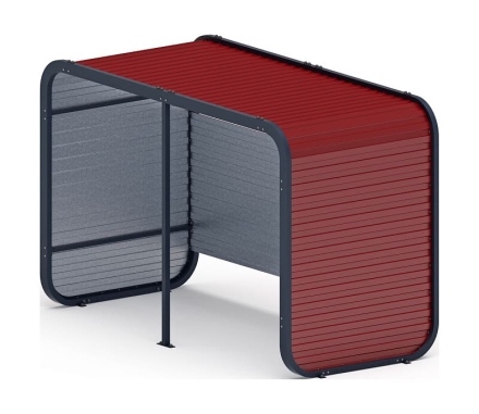 Навес контейнерной площадки для мусора (красный) (2 секции) (под анкера) МФ 55.01.02-04, фото 1