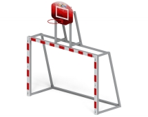 Ворота для мини-футбола с баскетбольным щитом СО 2.60.05 (с креплением сетки)(красные)