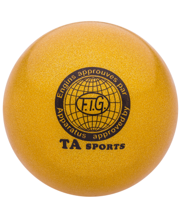 Мяч для художественной гимнастики RGB-102, 15 см, желтый, с блестками, фото 1
