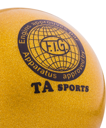 Мяч для художественной гимнастики RGB-102, 15 см, желтый, с блестками, фото 2