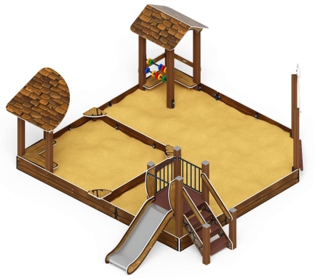 Песочный дворик с горкой (Коричневый) - ИО 6.01.05-02 H=750, фото 1