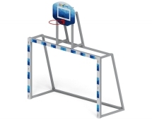 Ворота для мини-футбола с баскетбольным щитом СО 2.60.05 (с креплением сетки)(серые)