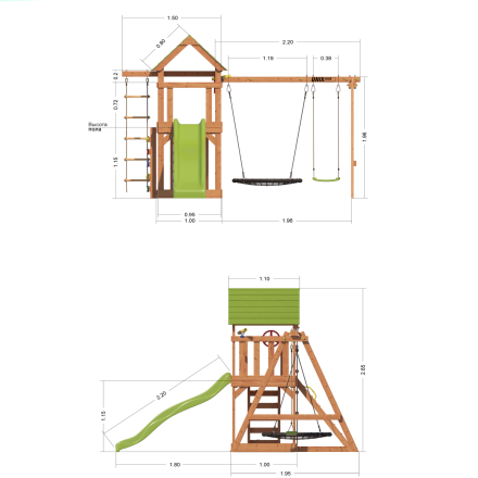 Детский игровой комплекс UNIX Kids (6 in 1) Light Green, фото 3
