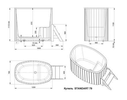 Купель STANDART 79 (термоберёза), фото 6