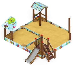 Песочный дворик с горкой (Коты) - ИО 6.01.05-03 H=750, фото 2