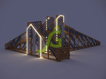 Зимняя деревянная горка "IgraGrad Snow Fox 12 м" с двумя скатами мод.524, фото 2