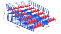 Трибуна разборная на 50 мест шестирядная с ограждением Трибуна разборная на 50 мест шестирядная с ограждением