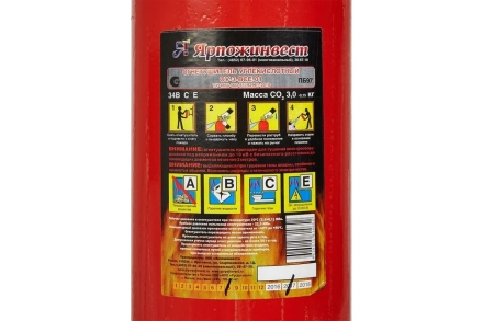 Огнетушитель углекислотный Ярпожинвест ОУ-3 ВСЕ 00-00003833, фото 3