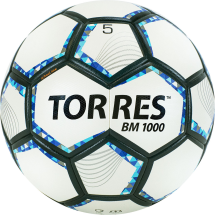 Мяч футб. &quot;TORRES BM 1000&quot;арт.F320625, р.5, 32 панел., мягкий PU, термосшивка, бел-серебр-син.