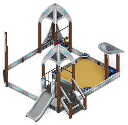 Песочный дворик с горкой Космопорт (Серый) - ИО 6.14.01-01 H=750, фото 4