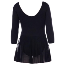 Купальник гимнастический рукав 3/4, юбка сетка, хлопок черный 181х/б (36-42)