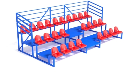 Трибуна разборная на 26 мест трехрядная с ограждением, фото 1